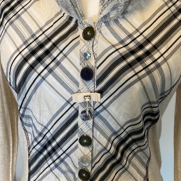 ELISA CAVALETTI Plaid High Collar Blouse - Picture 6 of 15
